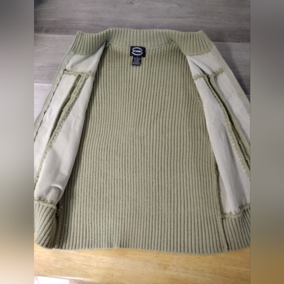 Designers Studio Originals suede and knit vintage full zip vest size S - Picture 9 of 11